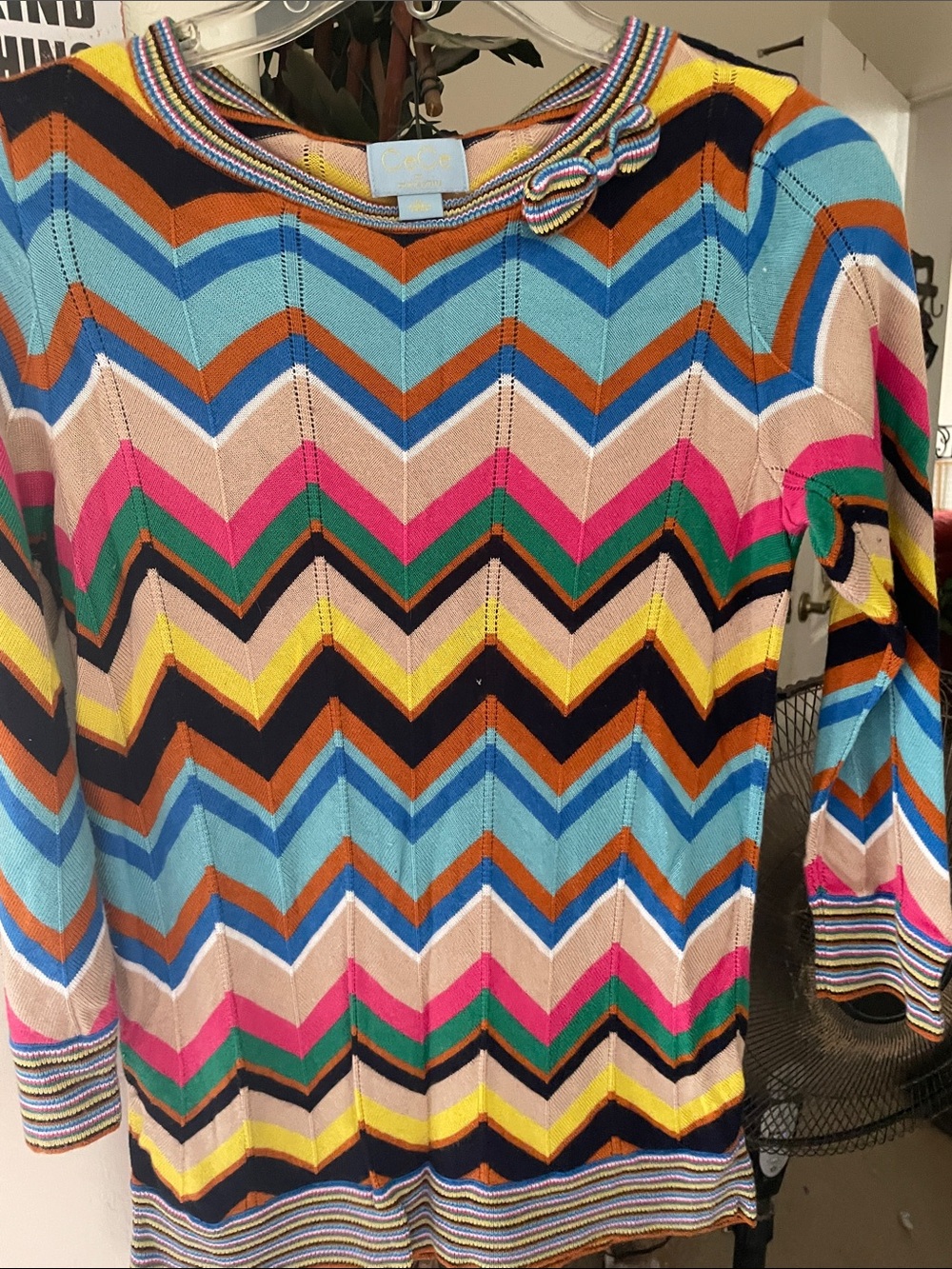 CeCe Multicolor Striped Knit Top